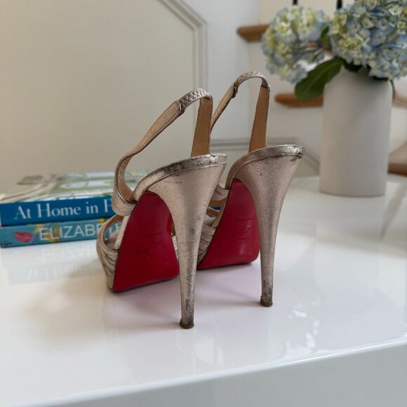 Christian Louboutin Slingback Pumps – Champagne Leather – Size EU 39.5 - Picture 1 of 6